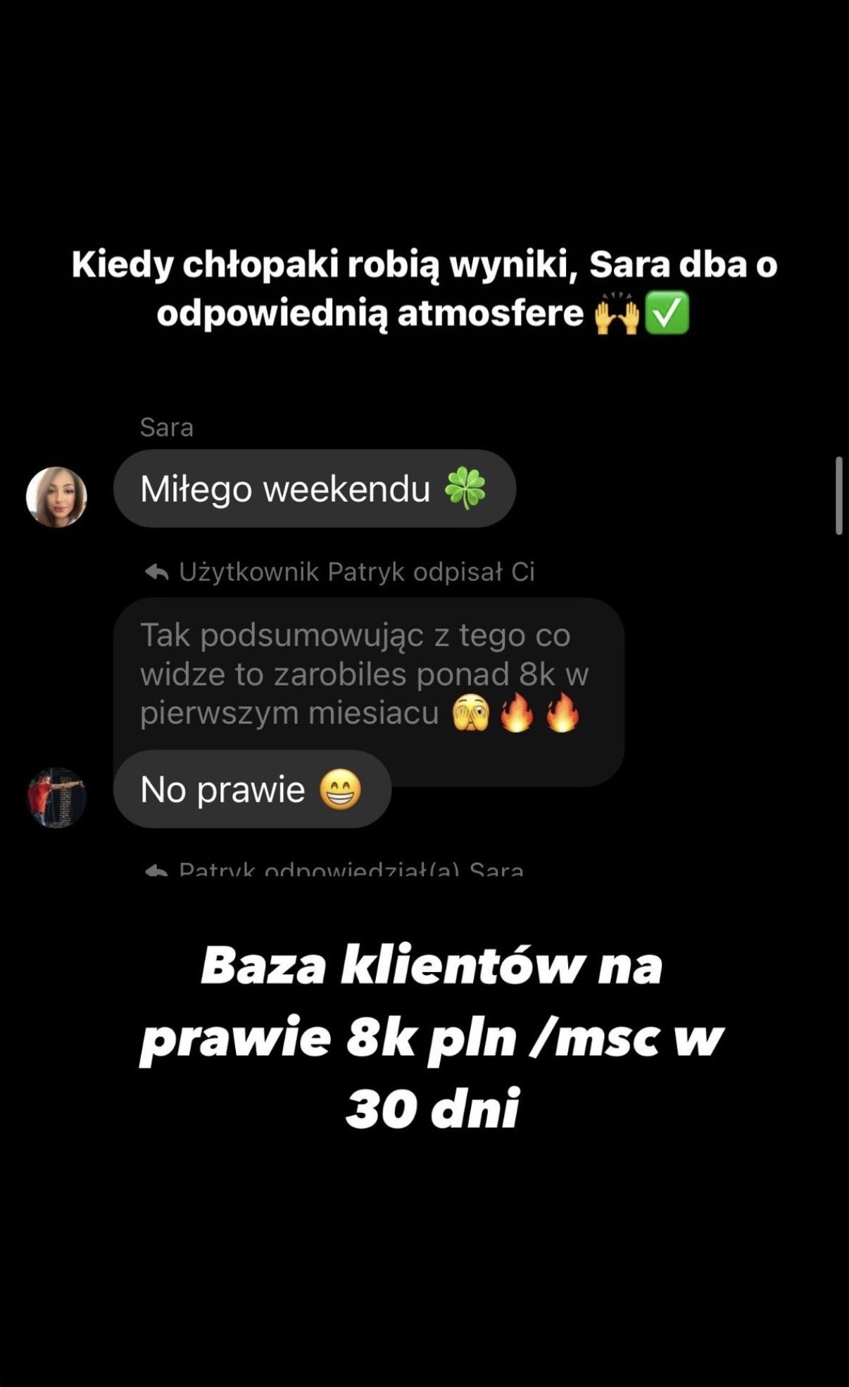 Wynik klienta Sara